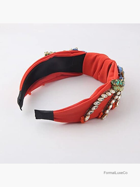 Baroque Rhinestone Crystal Embroidered Headband - Elastic Comfort Fit Hair Hoop main image 2